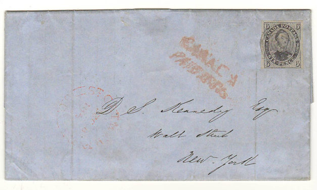 Canada #2b 2 Dec 1852 6d Albert Cross Border FLS