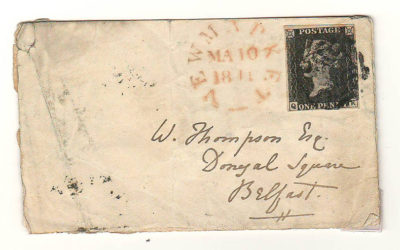 G.B. #1 10 Mar 1841 Newmarket/Belfast W. Thompson small Cover