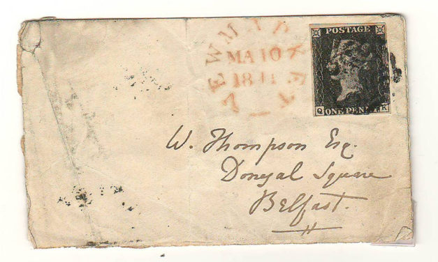 G.B. #1 10 Mar 1841 Newmarket/Belfast W. Thompson small Cover