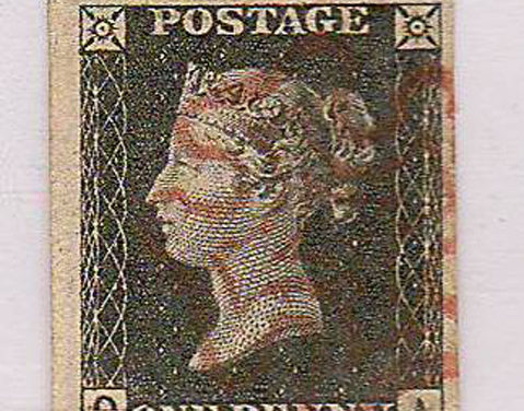 G.B. #1 1840 1d Black w/ Red Maltese Cross & Double Q