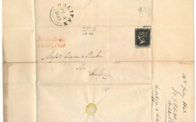 G.B. #1 4 Jl 1843 Hobden Bridge Penny Post 1d Black FLS to Halifax