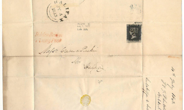 G.B. #1 4 Jl 1843 Hobden Bridge Penny Post 1d Black FLS to Halifax
