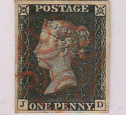 G.B. #1c VF red MC Used 1840 1d Black Inverted Watermark