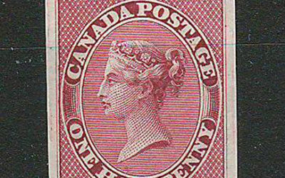 Canada #8TC VF 1858 1/2c Trial Colour Plate Proof on india, wrinkle