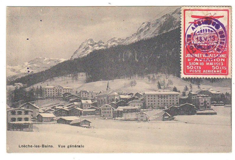 Switzerland AAMC#13 18 May 1913 50c Aviation Label on Postcard