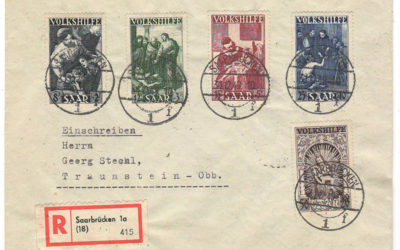Saar #B69-B83 31 Dec 1949 Set on Registered Cover (5)