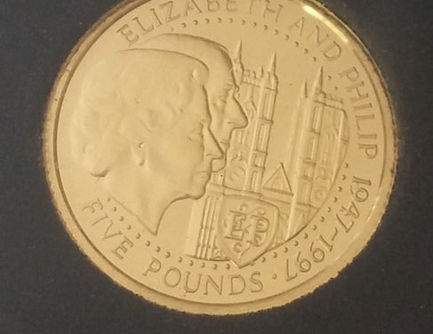 Guernsey Proof 1997 1/25oz Gold Royal Anniversary 5 Pounds .0354oz