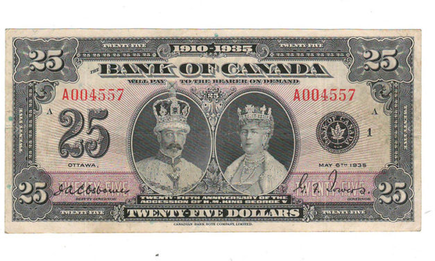 Bank of Canada Fine+ 1935 Commemorative $25 Banknote