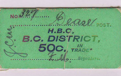 H.B.C.-B.C. District Dease Post 50c Card Money #327