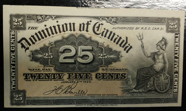 Dominion of Canada #DC15b Unc 1900 25 Cents Shinplaster