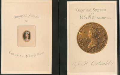Original sketch for Colonial Queen’s Head and for New South Wales 5/- stamp