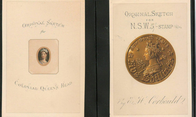 Original sketch for Colonial Queen’s Head and for New South Wales 5/- stamp