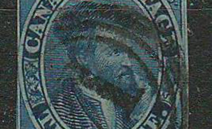 Canada #7 VF 4-ring numeral 1855 10d Thin Paper