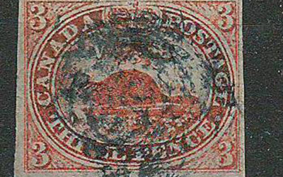 Canada #1a VF Used 1851 3d Vermilion on Laid Paper
