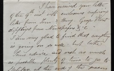 Intercolonial Railway 28 Mar 1872 Marcus Smith 2-pg Letter to his wife