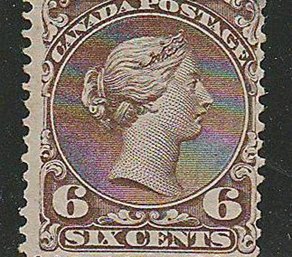 Canada #27 Fine Unused 1868 6c Large Queen short perf