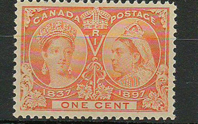 Canada #51i XFNH 1897 1c Yellow Orange QV Jubilee
