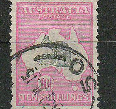 Australia #13 VF Used 1913 10/- Pink & Gray Roo