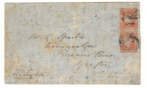 New South Wales #13 7 Dec 1853 1d Pair on FLS to Grafton