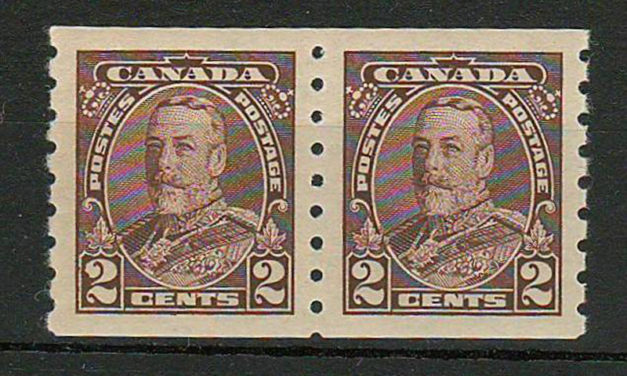 Canada #229ii 1935 Damaged 2 Variety in Coil Pair