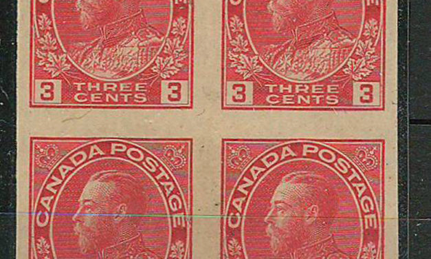 Canada #138 1924 3c Admiral Imperforate Block (4)