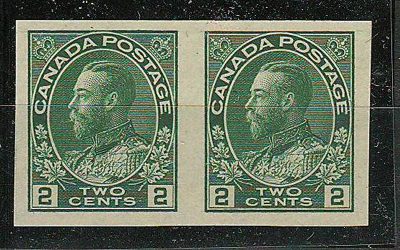 Canada #137var VFNH 1924 2c Hairlines Variety Imperf Pair