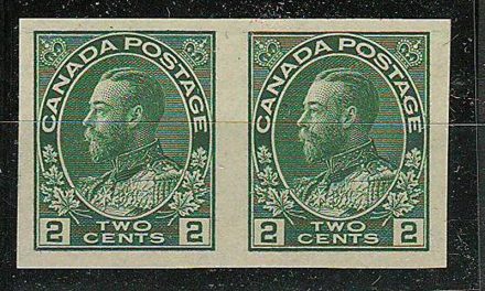 Canada #137var VFNH 1924 2c Hairlines Variety Imperf Pair