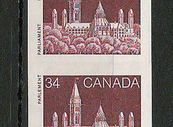 Canada #952a VFNH 1985 34c Parliament Imperf Coil Start Strip (4)
