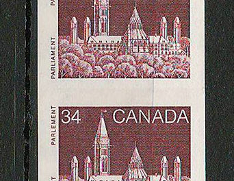 Canada #952a VFNH 1985 34c Parliament Imperf Coil Start Strip (4)