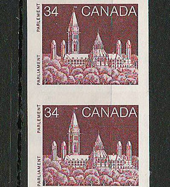 Canada #952a VFNH 1985 34c Parliament Imperf Coil Start Strip (4)