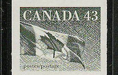 Canada #1395a 1992 43c Flag Imperforate Strip (3)