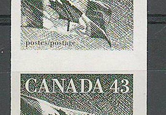 Canada #1395a 1992 43c Flag Imperforate Coil Pair