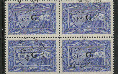 Canada #O27 1953 G Overprint $1 Fisheries Block