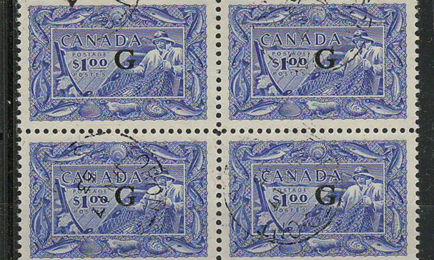 Canada #O27 1953 G Overprint $1 Fisheries Block
