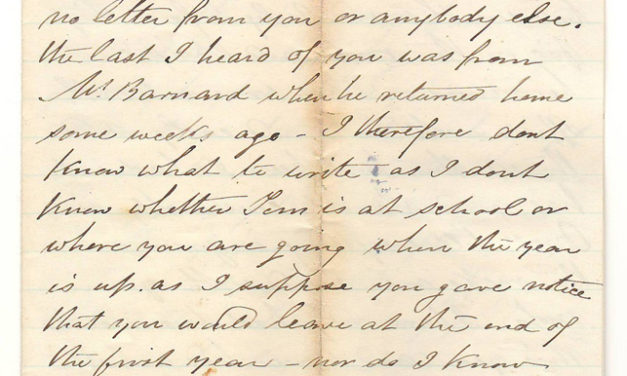Victoria, B.C. 26 March 1873 Marcus Smith 4 sides letter to his wife