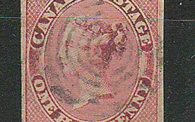Canada #8i VF Used 1857 1/2d Lilac Rose Shade