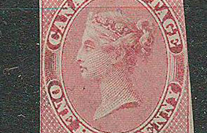 Canada #8 Unused 1857 1d Rose
