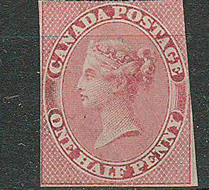 Canada #8 Unused 1857 1d Rose
