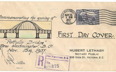 Pattullo Bridge Opening 15 Nov 1937 50c cacheted, Signed Cover