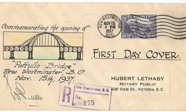 Pattullo Bridge Opening 15 Nov 1937 50c cacheted, Signed Cover
