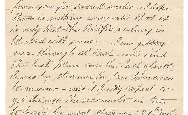 Victoria, B.C. 10 Feb 1873 3 sides Marcus Smith letter to his wife
