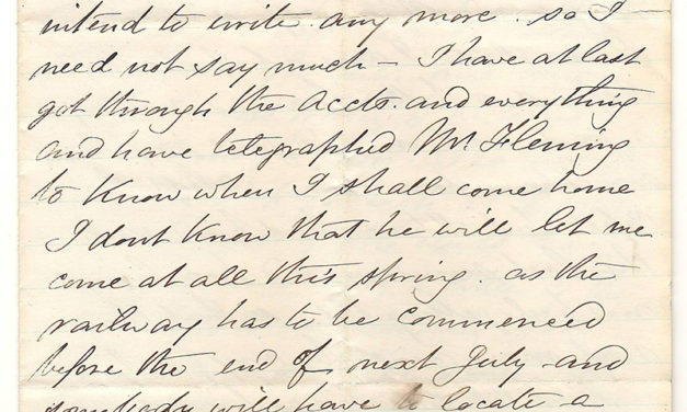 Victoria, B.C. 11 March 1873 Marcus Smith 4 sides letter to his wife