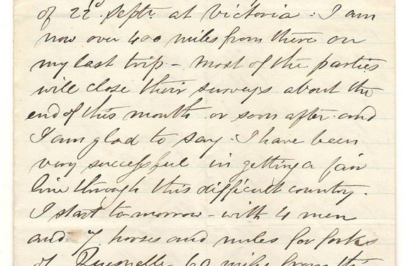 20 Oct 1872 150 Mile House Marcus Smith letter to wife