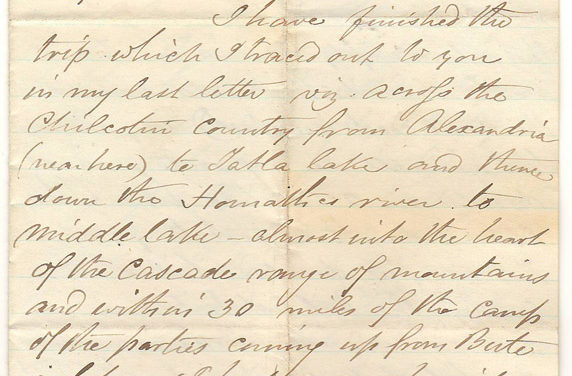 Soda Creek Fraser River, B.C. 2 Sep 1872 Marcus Smith Letter to wife