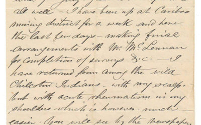 150 Mile House on Road to Soda Creek 5 Sep 1872 Marcus Smith letter