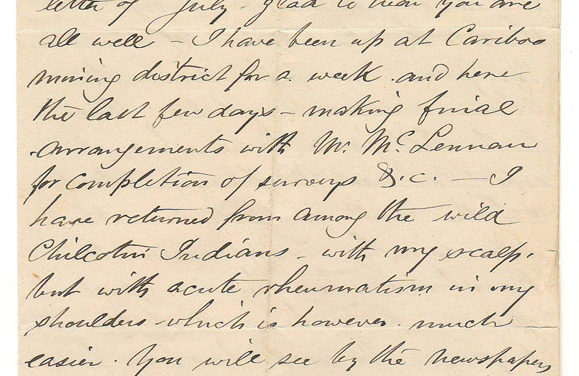 150 Mile House on Road to Soda Creek 5 Sep 1872 Marcus Smith letter